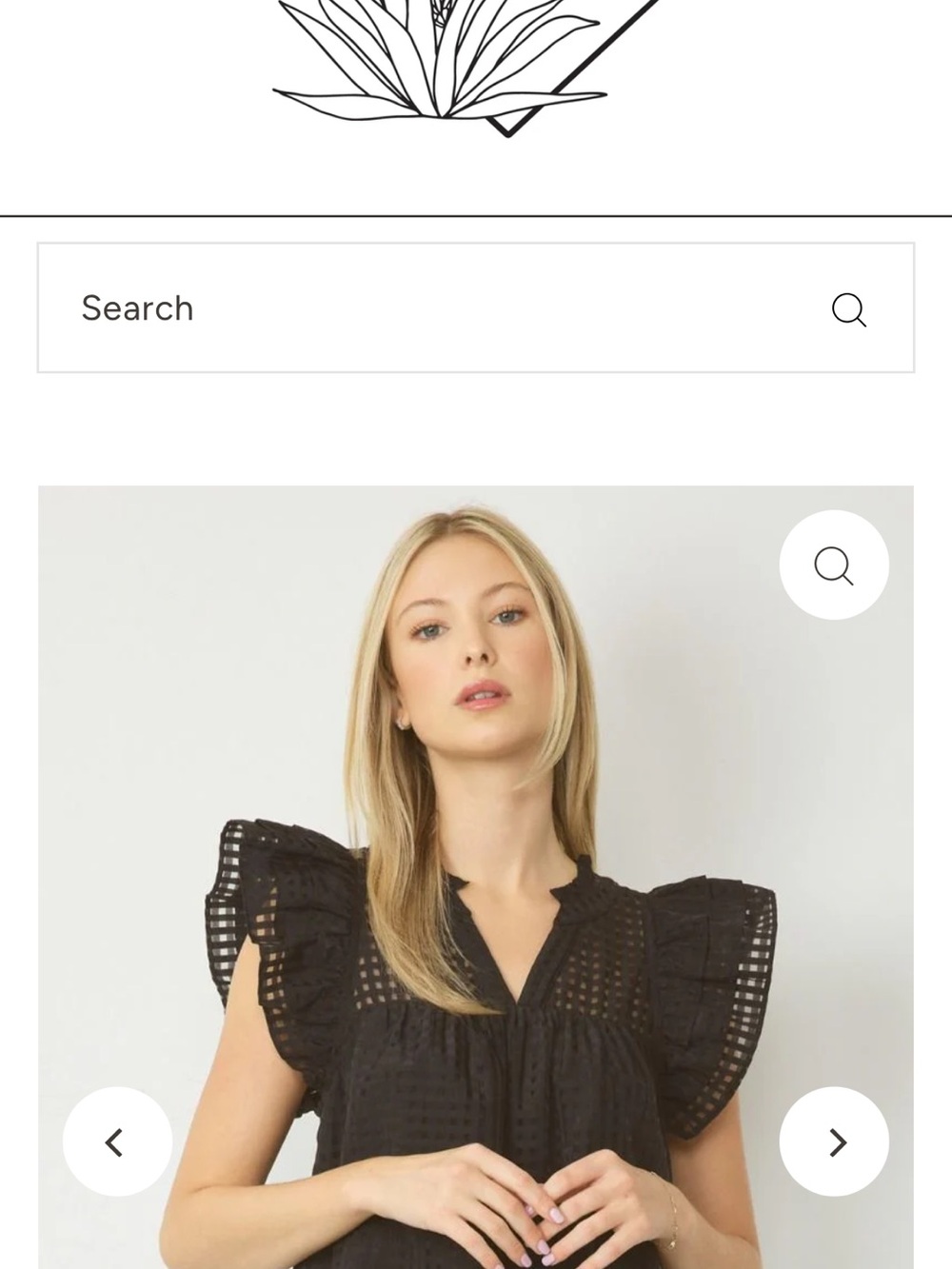 Black Eyelet Flutter Sleeve Blouse - Women's